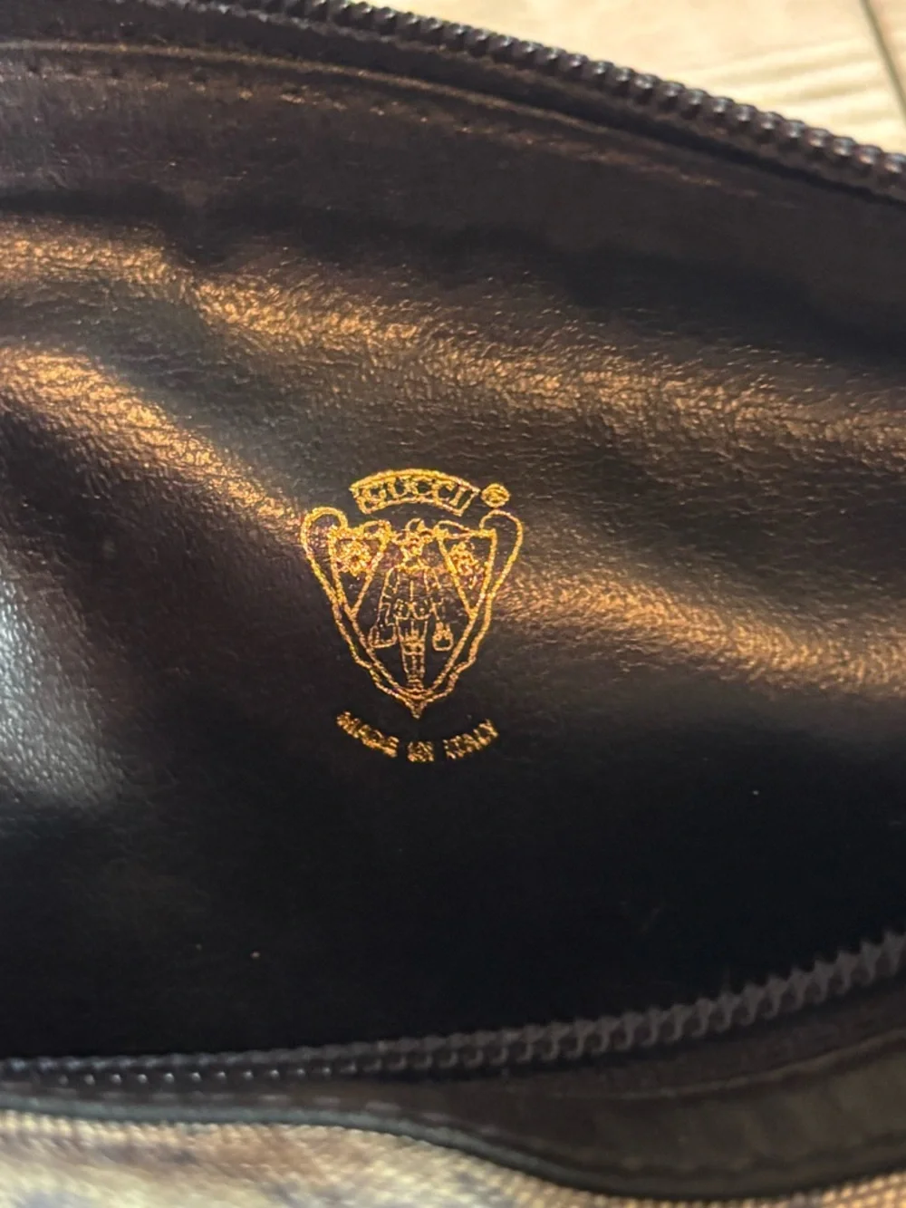 Gucci Navy Blue Vintage Micro GG Canvas Cosmetic Pouch Bag with COA